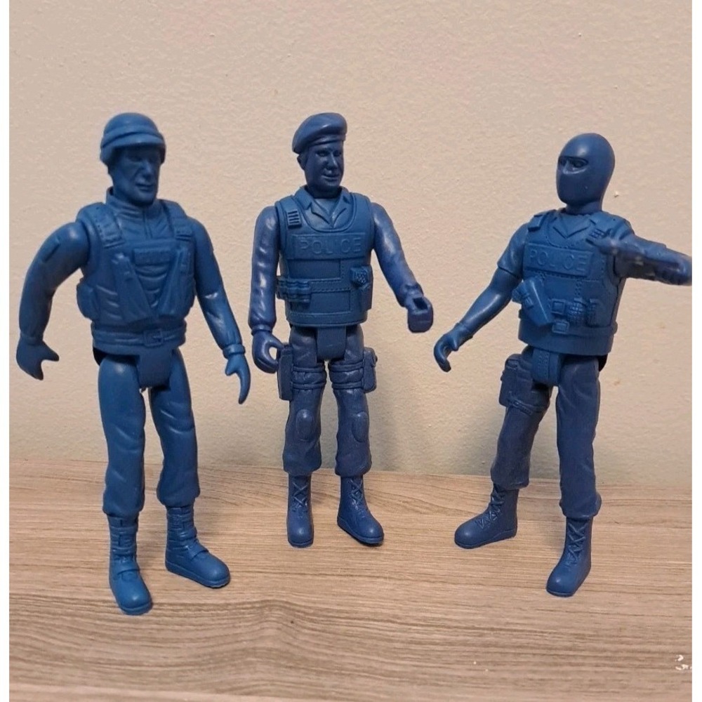 Vintage Greenbrier Int'l Military Police Action Figures Blue Lot of 3 Police Men